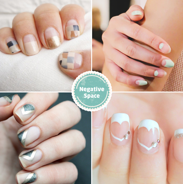 Negative Space Wedding Nail Art