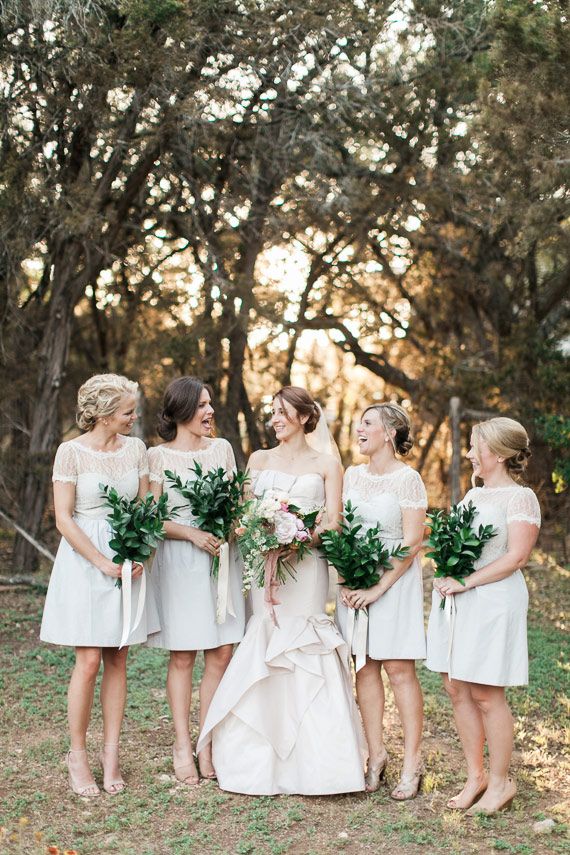 40 Romantic and Timeless Green Wedding Color Ideas 8 Off white bridesmaid dresses