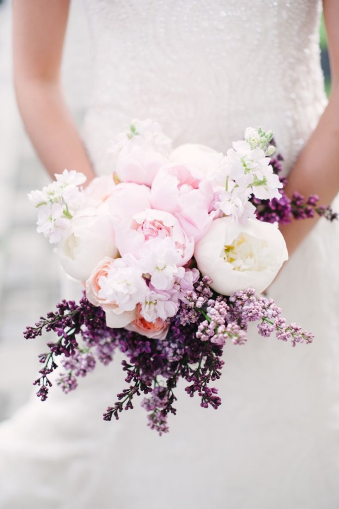 PEONIES AND LILAC BOUQUTE FOR WEDDING