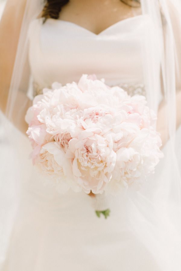 Pale pink peonies wedding bouquet