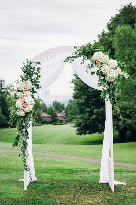Peach and white wedding arch ideas