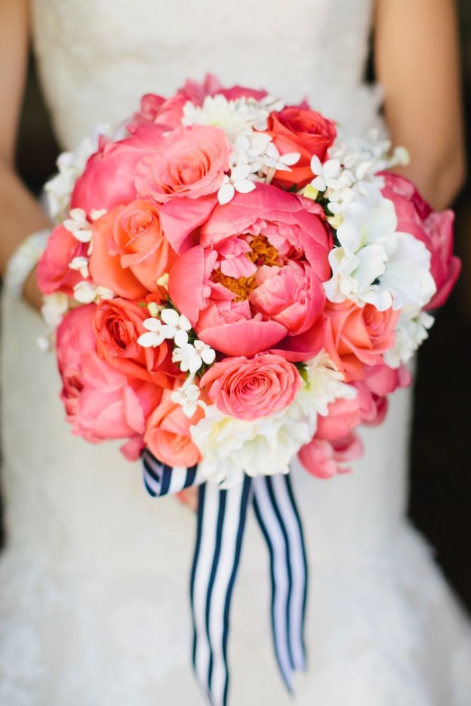 Pink peony and roses bouquet