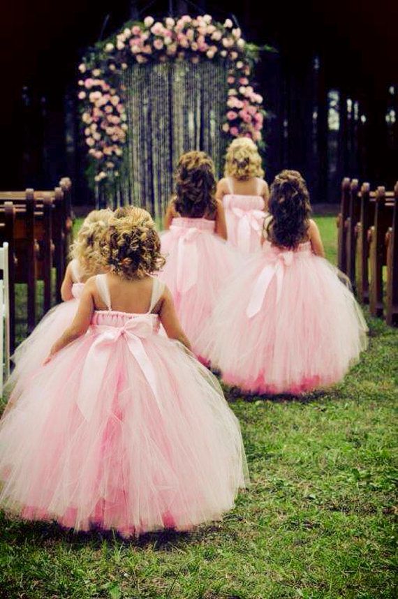 50 Romantic Blush Pink Wedding Color Ideas 18 Rose Princess Tutu Flower Girl Dress with Sash