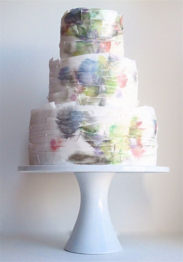 Ruffled watercolor cake designed by Maggie Austin