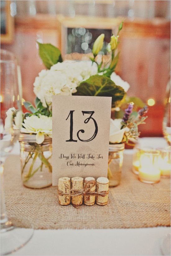 Rustic Beach to Barn Wedding-wine cork wedding table number holdert