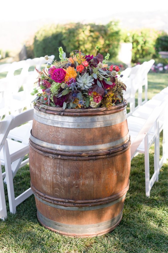 Rustic Winery Wedding Decor Ideas with Barrel Florals