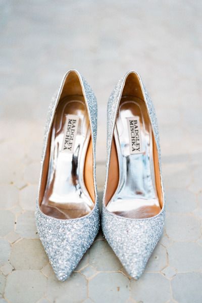 50 Silver Winter Wedding Ideas for Your Big Day 11 Silver glitter pumps