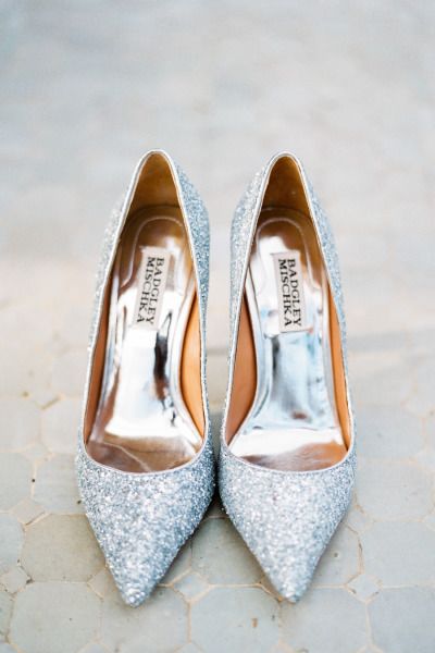 Silver glitter pumps