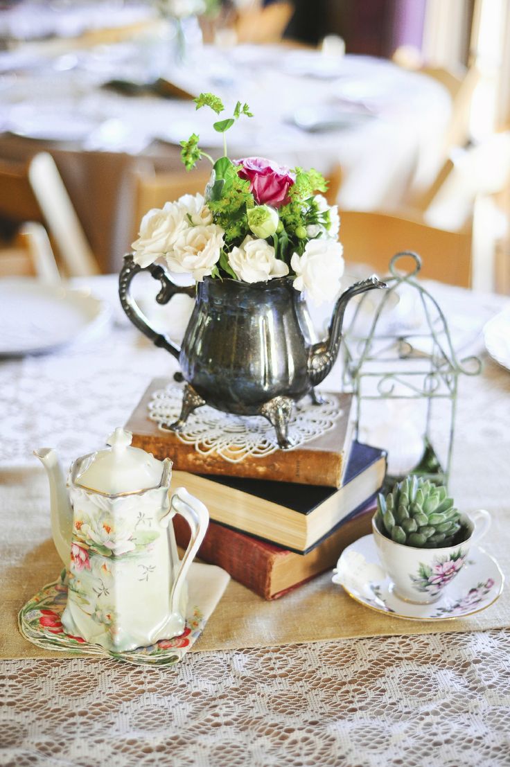 35 Vintage Teapot and Teacup Wedding Ideas 7 Table decor for tea party vintage tablescape wedding