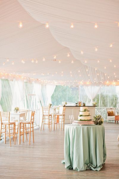 40 Romantic and Timeless Green Wedding Color Ideas 36 Twinkling stands of lights green wedding decor ideas