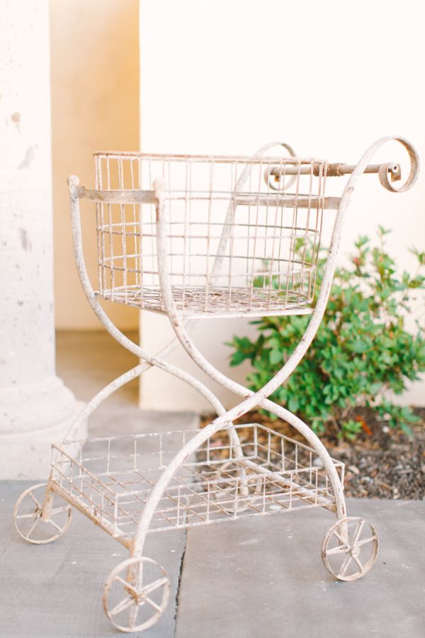 Vintage white bar cart