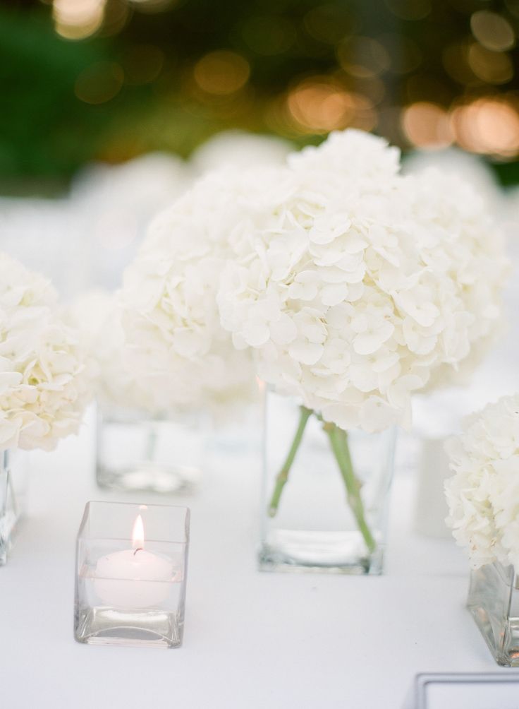 White Hydrangeas Wedding Centerpiece