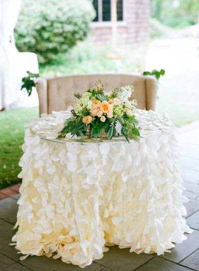 White Ruffle wedding tablecloth