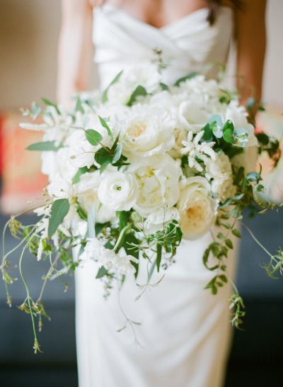 White and green wedding bouquet