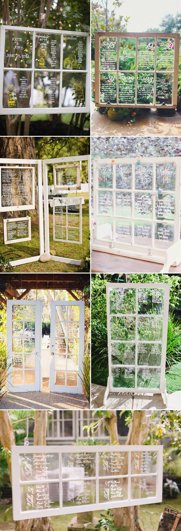 Windows & Doors wedding seating chart ideas