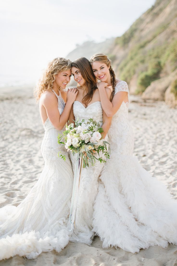 all white mermaid bridesmaid dresses