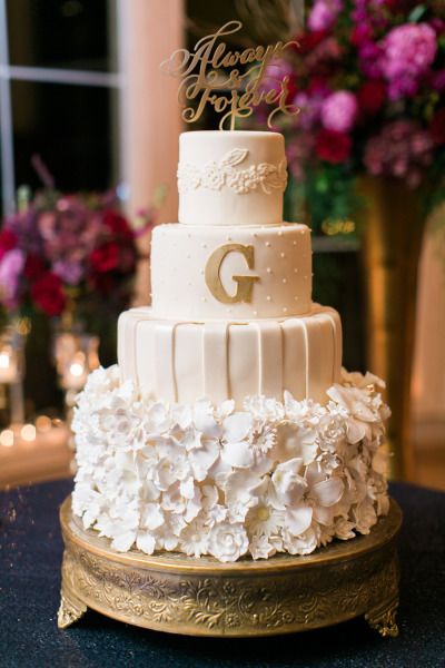 all white wedding cake