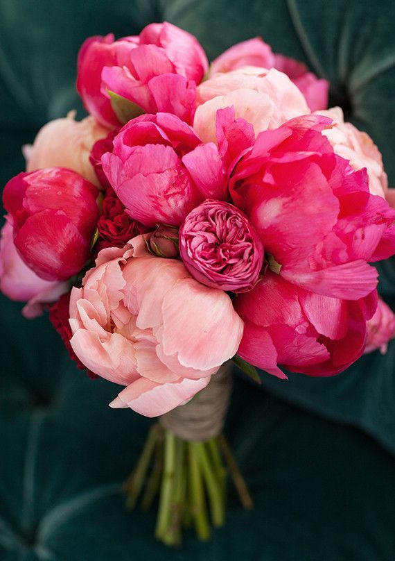 blush and pink peonies wedding bouquet