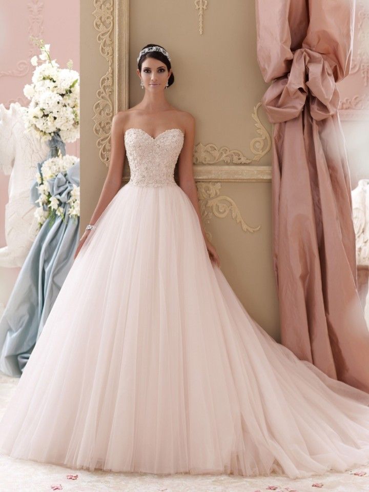 blush pink wedding dress from David Tutera
