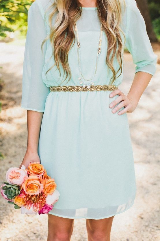 boho mint and gold bridesmaid dress