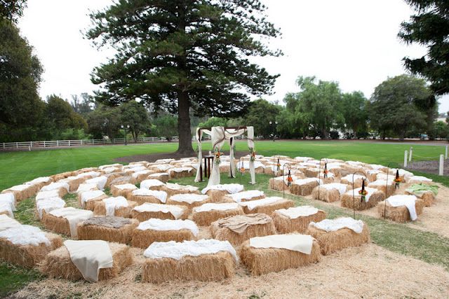 ceremony seating for rustic fall wedding