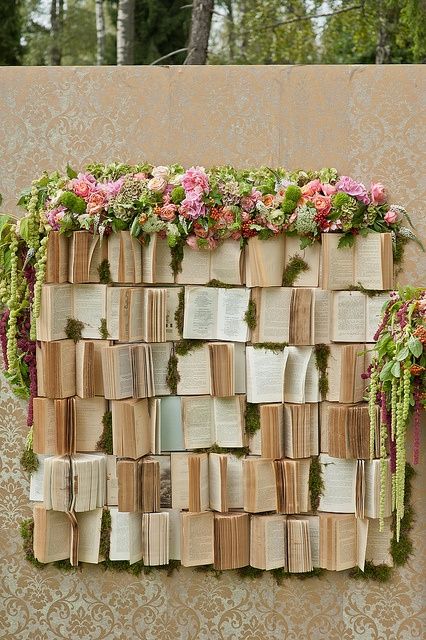 chic bohemian book backdrop wedding ideas
