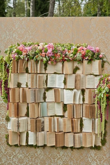 chic bohemian book backdrop wedding ideas