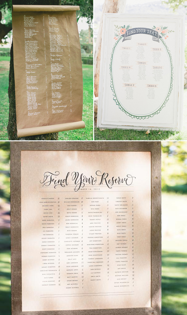 classic wedding seating chart ideas