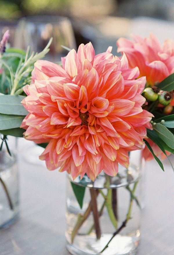 colorful dahlia wedding centerpiece