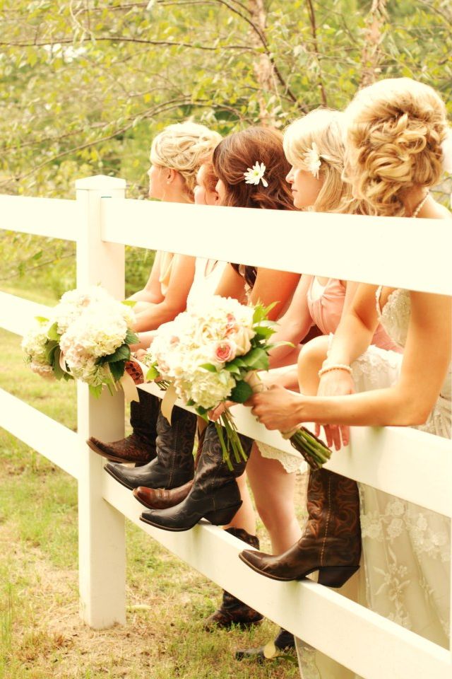 country bridesmaid dresses and cowgirl boots