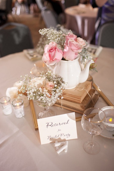 cute centerpiece for bridal tea party, wedding shower