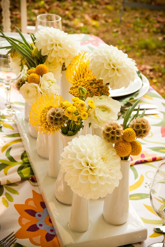 dahlias billy balls and scabiosa wedding centerpiece