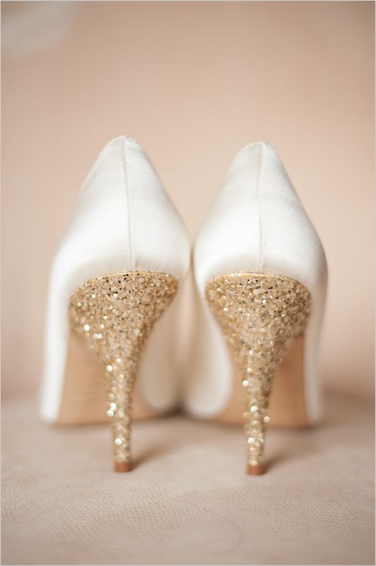 gold wedding shoes for bride