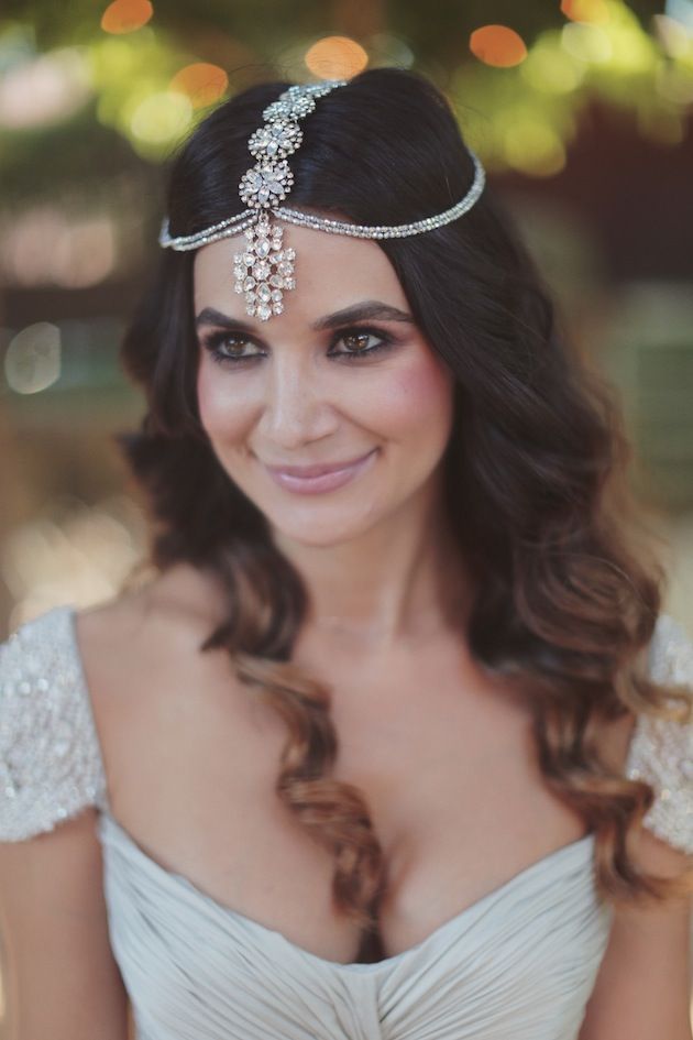 gorgeous bride in a bohemian headpiece