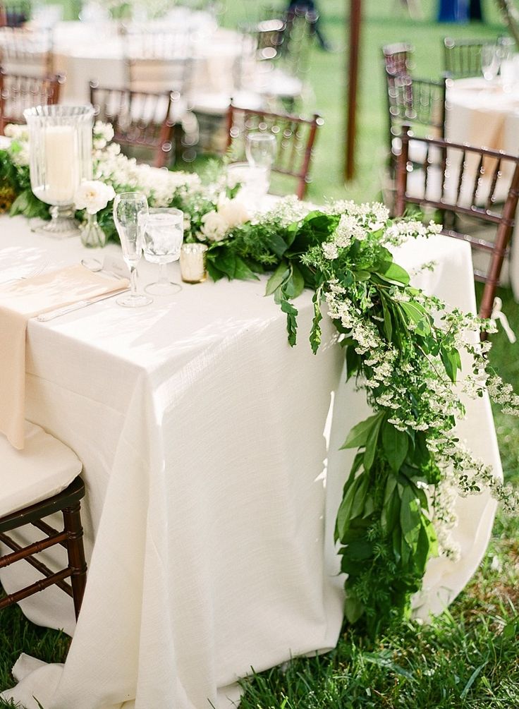 40 Romantic and Timeless Green Wedding Color Ideas 31 green and white wedding table runner wedding ideas