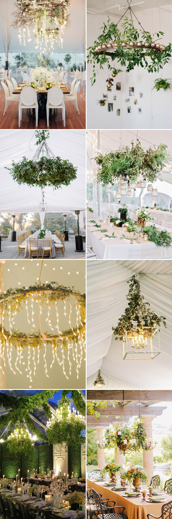 green wedding decor ideas- Chandelier with Greenery