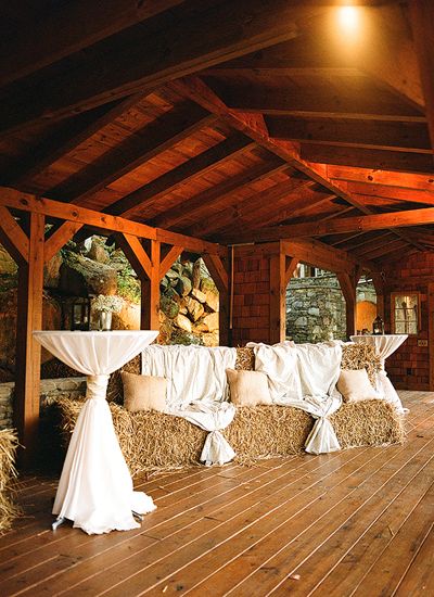 hay bale seating for the dance party portion of the evening