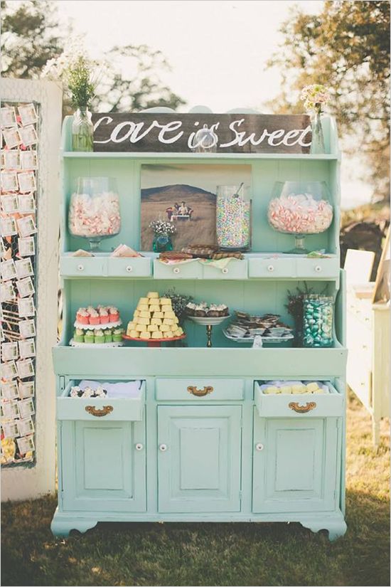 love is sweet mint dessert table