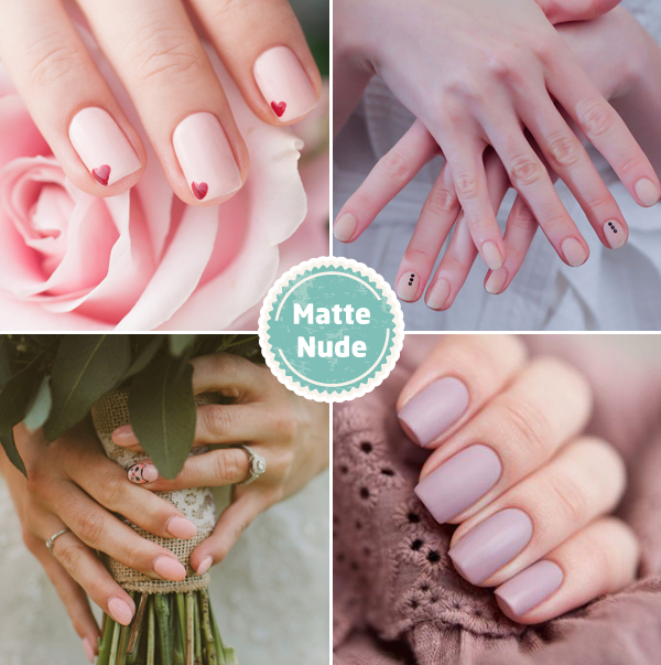 matte nude wedding nail art