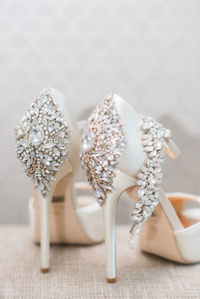 mega glam white wedding shoes