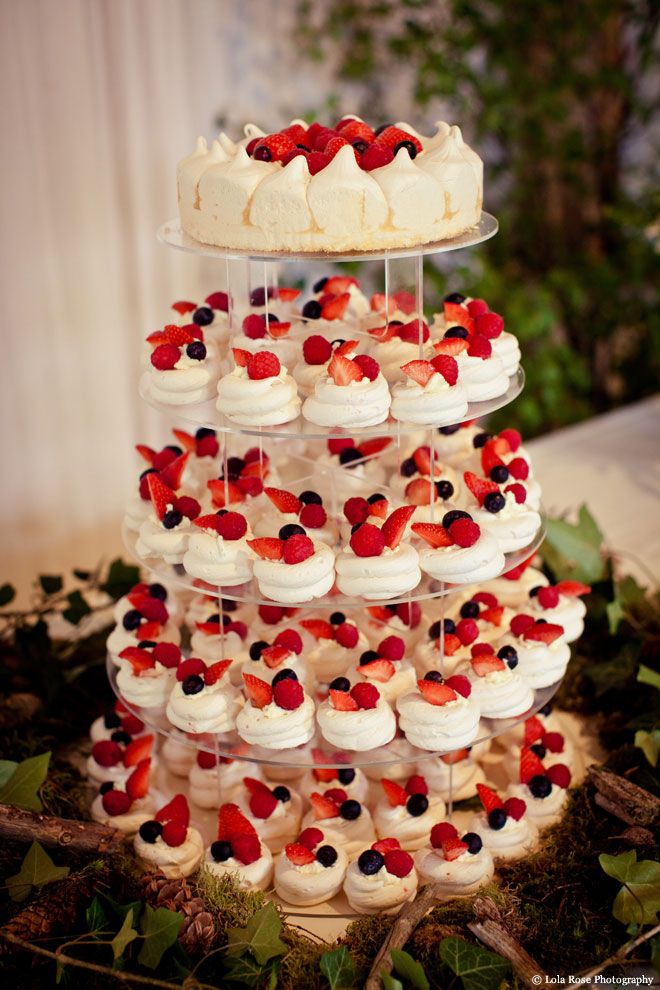 mini strawberry wedding cake for a summer wedding