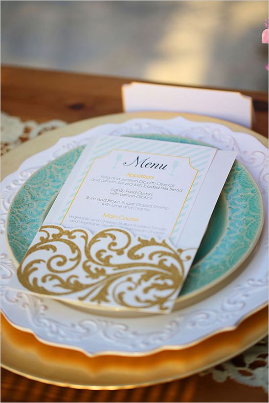 mint and gold menu ideas