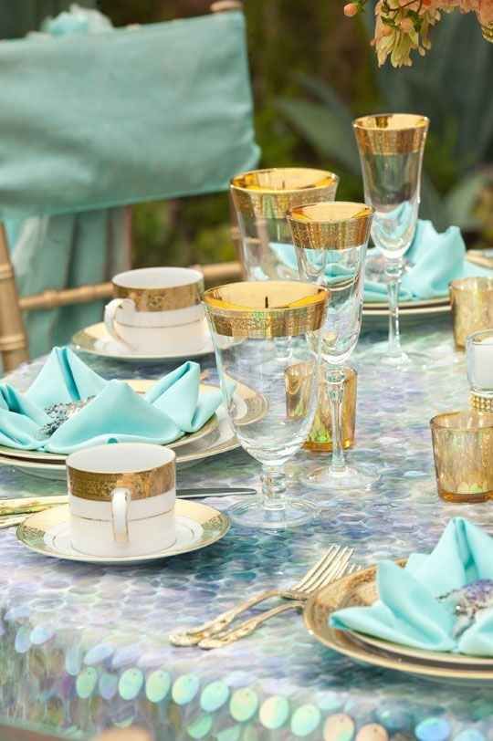 mint and gold wedding table setting