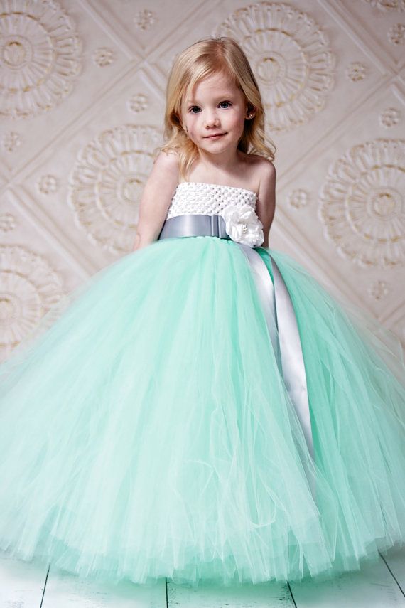 mint tulle flower girl dress