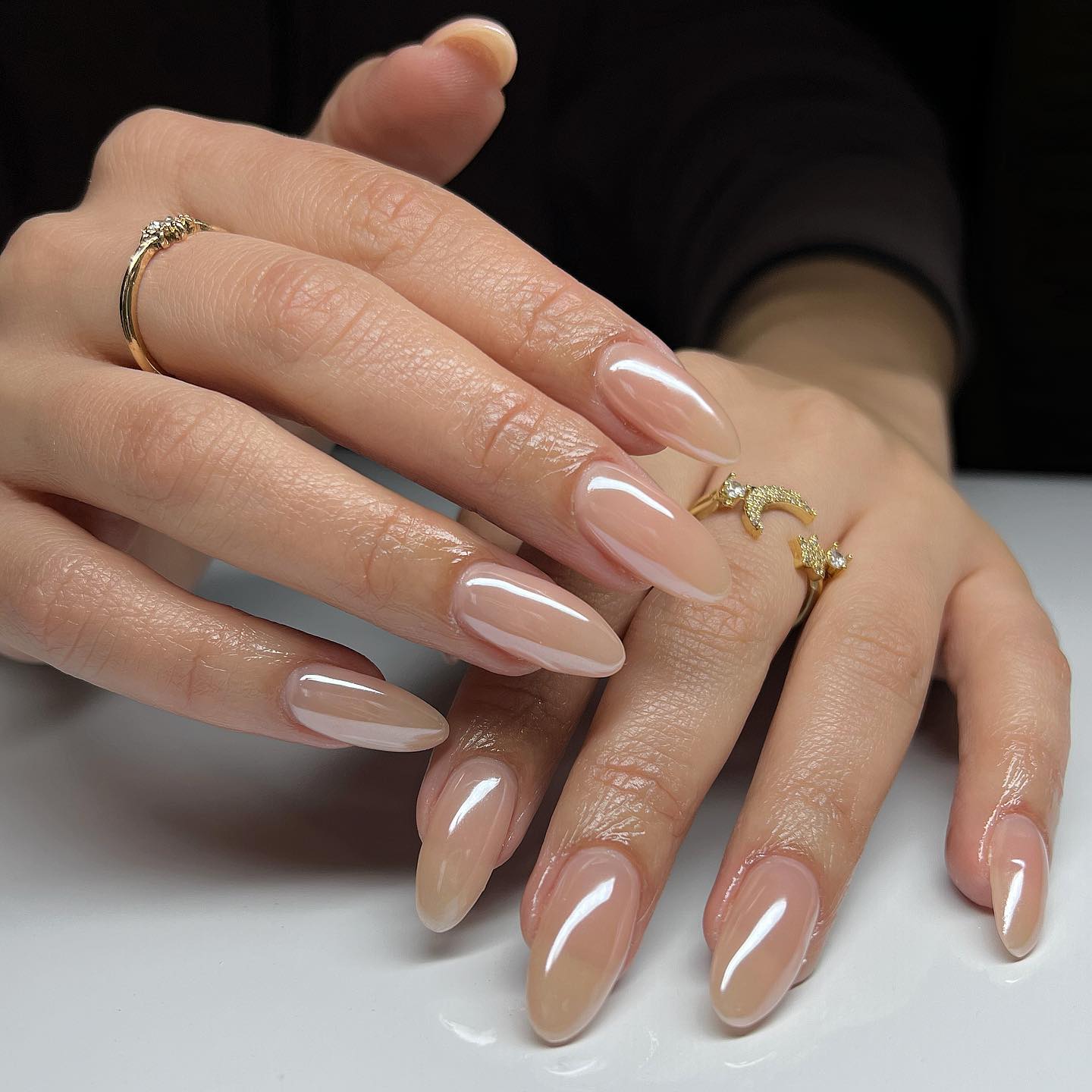 nude glitter wedding guest nail art