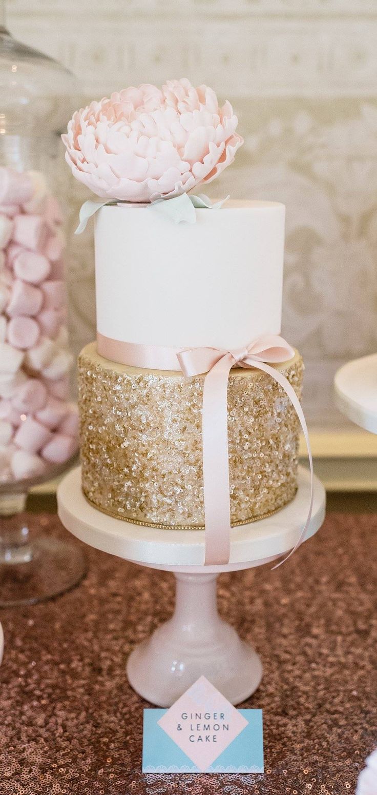 pink and gold wedding cakes