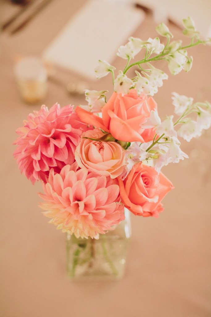 pink dahlia wedding centerpiece