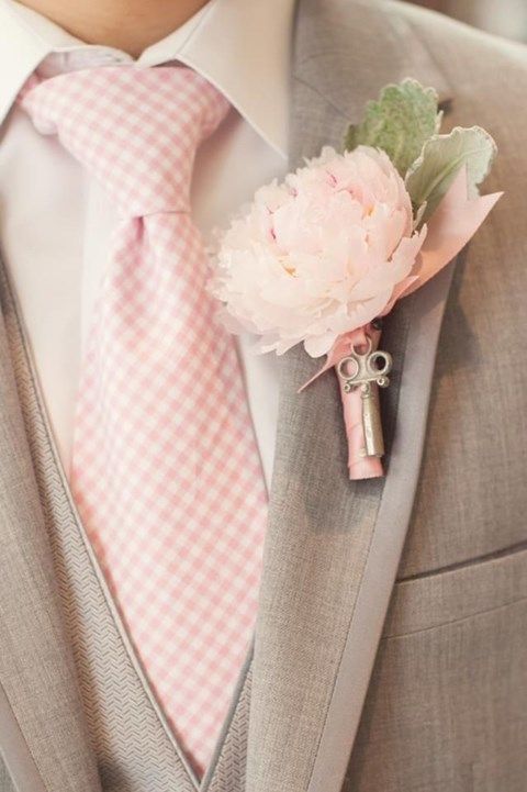 50 Romantic Blush Pink Wedding Color Ideas 14 pink heather textured tie and pink boutonniere