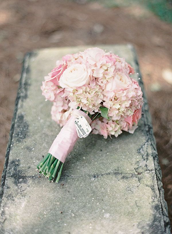 pink hydrangea wedding bouquet