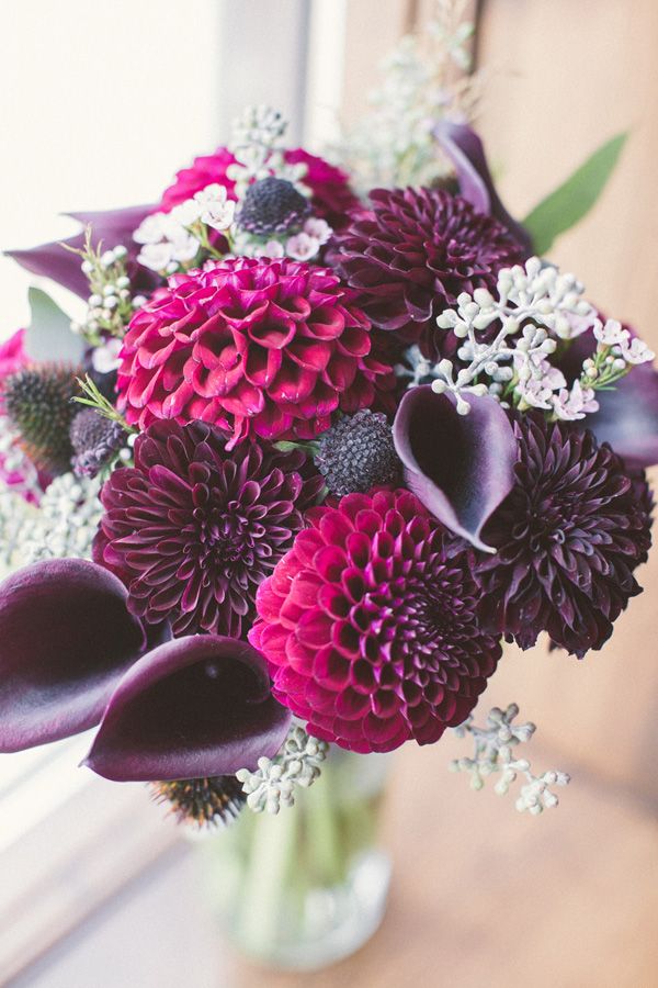 purple wedding bouquet for fall weddings